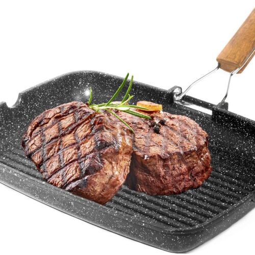 Grillpan met antiaanbaklaag - gezond koken - 1 stuk - gegoten aluminium