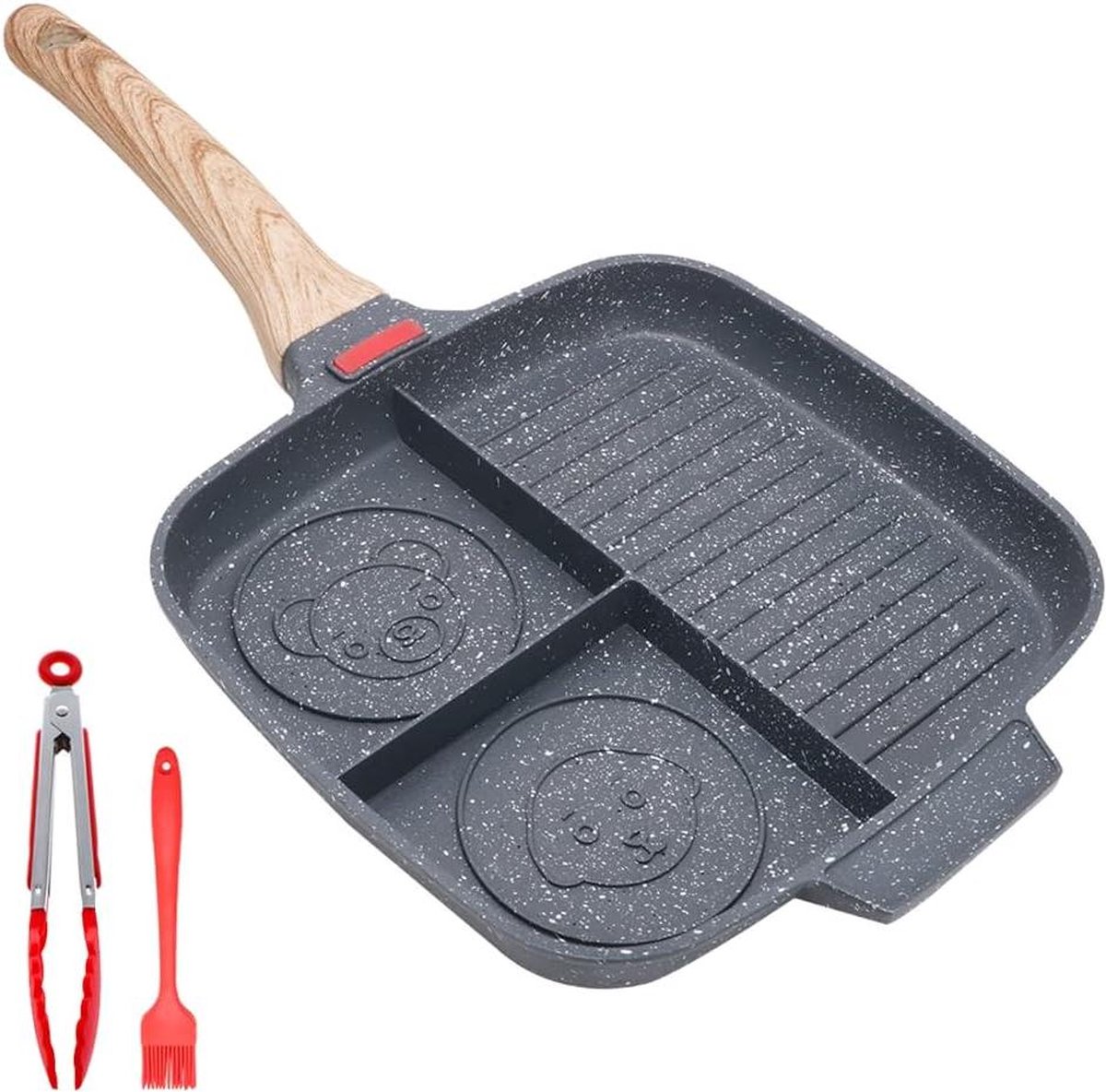 grillpan voor fornuis nonstick ontbijt pan bakplaat met siliconen borstel & clip Grillpan voor fornuis - Nonstick Ontbijt Pan - Bakplaat met Siliconen Borstel & Clip
