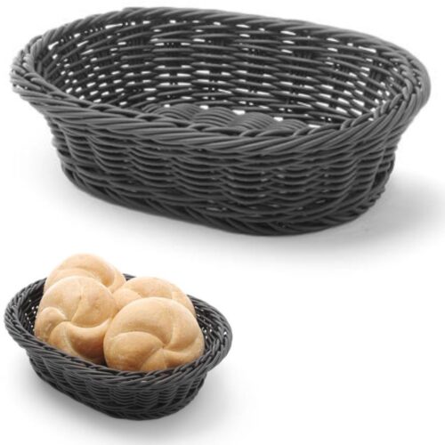 HENDI Ovale broodmand - zwart - vaatwasmachinebestendig - 250x190x65 mm