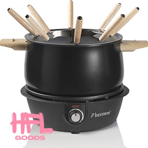 HFL Goods Fondue set - 8 Persoons Fondueset - Zwart Met Hout