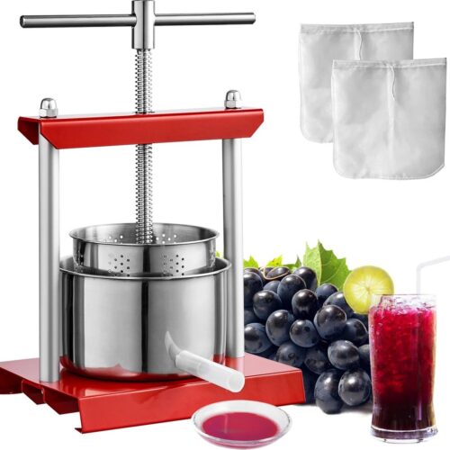 Handmatige Sapcentrifuge - Kitchen Citruspers - Handmatige Fruitpers - 2L - Sinaasappel- en Druivenpers - Roestvrij Staal + Aluminium - Zilver