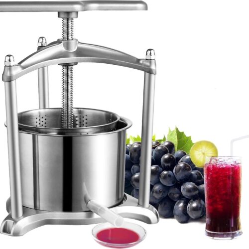 Handmatige Sapcentrifuge - Kitchen Citruspers - Handmatige Fruitpers - 6L - Sinaasappel- en Druivenpers - Automatische Pulpuitworp - Zilver