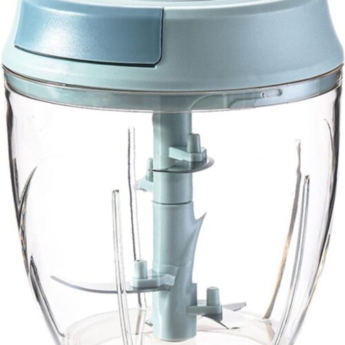 Handmatige hakmolen, 1000 ml 5 roestvrijstalen messen, uienhakmolen, multifunctionele mixer, groentesnijder, handmatige gembersnijder, versnippering van babyvoeding, vleesmolen