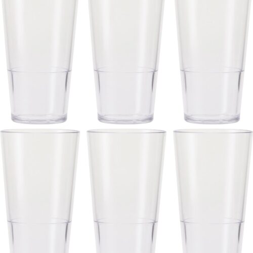 HappyGlass - Mister Vincent Bierglas Vaasje 330 ml Set van 6 Stuks - Kunststof - Transparant -