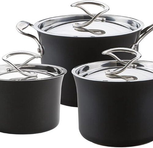 Hard Anodised steelpan set - 3 stuks - duurzaam
