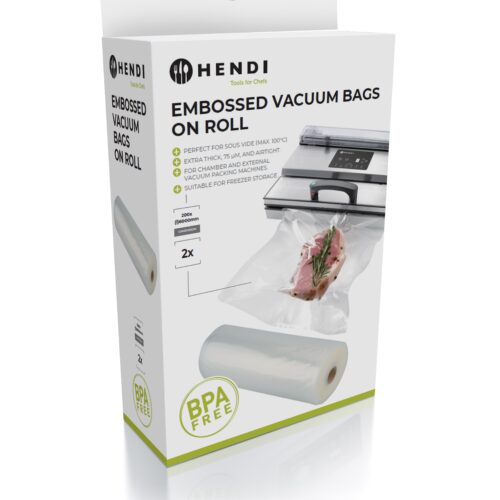 Hendi Vacumeerzakken met reliëf op rol - Sous Vide Zakken - 20 x 600 cm - Geschikt voor FoodSaver vacumeermachines - 2 stuks