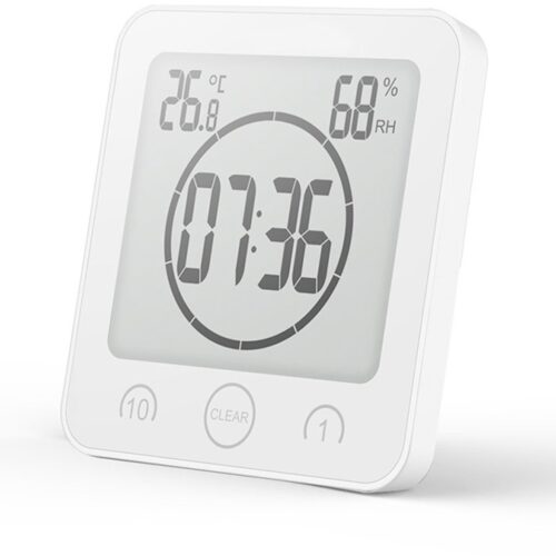 Klok - Kookwekker - Klokken - Thermometer - Hygrometer - Badkamerklok - Douchewekker - Digitale badkamerklok - Aanraakbaar - Met LCD-scherm - Eenvoudige installatie - Perfect voor douche - Keuken en huisdecoratie - Badkamerklok
