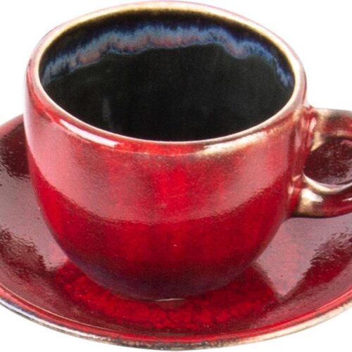 Kop en schotel, handgemaakt, CRUSTA, 120 ml - uniek patroon