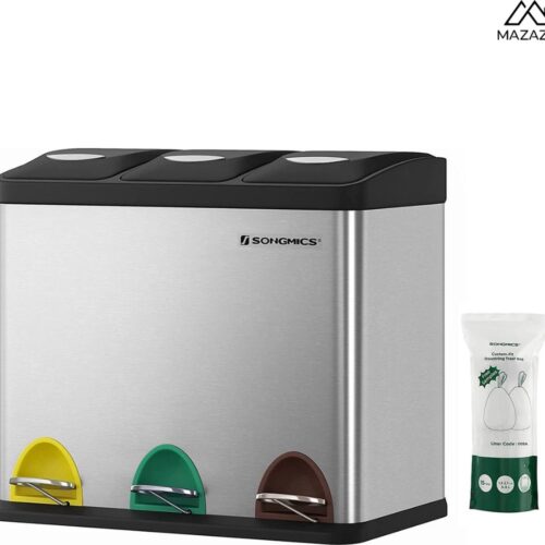 MIRA Home - Afvalemmer - Metalen pedaalemmer - Zilver - Roestvrij staal - 46x24.5x39.5 cm