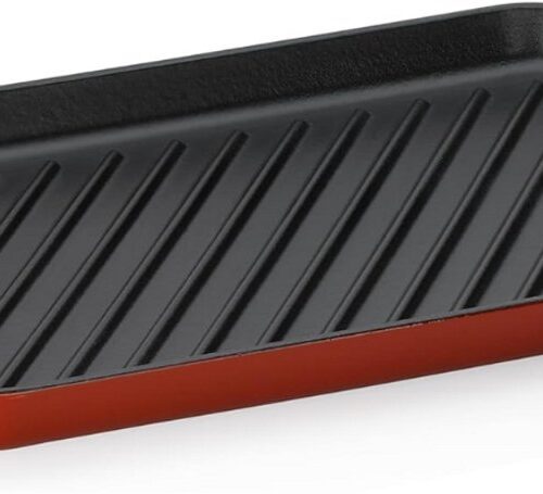 MKSS® Grillplaat Inductie - Bakplaat - Gietijzer - Rood
