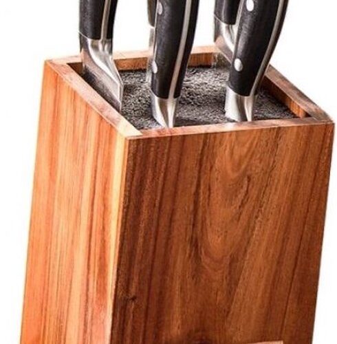 Messenblok 175 x 110 x 250 mm messenblokset, houten blok voor koksmessen, slijpstaaf en schaar, meshouder universeel messenblok schuin ontwerp, vintage duurzaam messenblok