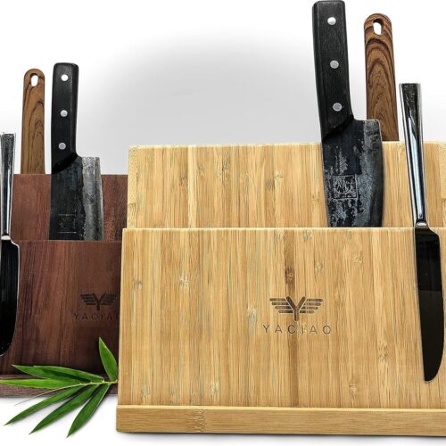 Messenblok, magnetisch, bamboe, 2-in-1 messenblok, zonder mes en houder, keuken, magnetisch, magnetisch messenblok, keukenorganizer, messenblok, niet uitgerust