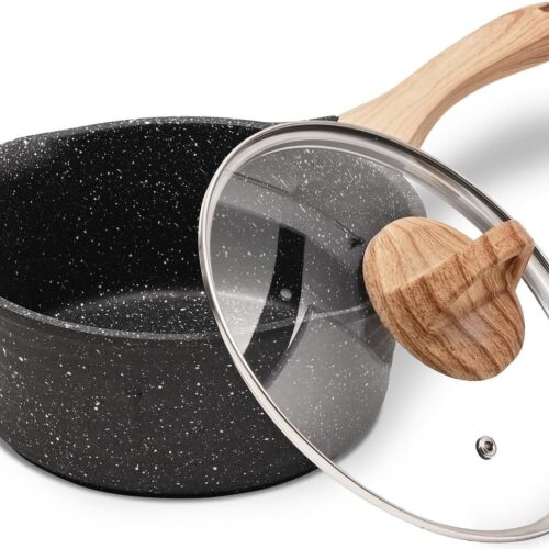 Ovenschaal 16 cm, 1,5 L Steelpan met Deksel, Kleine Ovenschaal, Koekenpan met Anti-aanbaklaag, Geschikt voor Inductie, Elektrisch en Gas