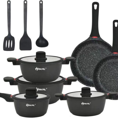 Pannenset - 13-delig - Inductie - Geschikt voor alle warmtebronnen - Kookset - Inclusief accessoires - gietaluminium met Greblon® anti-aanbak