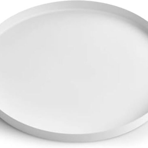 PromoHome Ronde Decoratieve Serveerplank Wit met Antislip | Metaal Dienblad voor Elke Gelegenheid