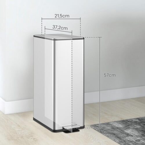 Prullenbak - Afvalemmer - Pedaalemmer - Vuilnisbak - Afvalbak - Roestvrij Staal - 20L Dubbel Vak - Handsfree Voetpedaal - Vierkant Design - Duurzaam & Hygiënisch - 21,5x37,2x57 cm