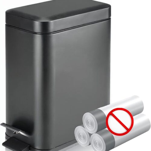 Rechthoekige afvalemmer - mini-vuilnisemmer - 5 l - zwart mat