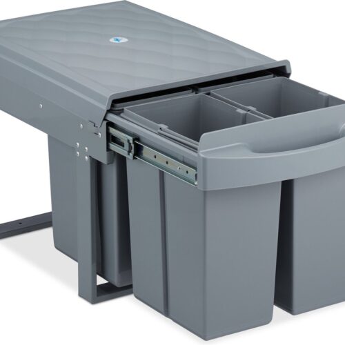 Relaxdays inbouw prullenbak - 4x8l - afvalemmer keuken - 4 vakken - inbouw vuilnisbak