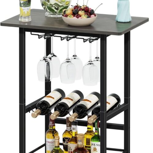 Retadou - Serveerwagen met wieltjes, 3 niveaus keukentrolley met werkblad, barwagen keukenrek staand, binnen en buiten rolwagen voor huis, tuin en keuken, theewagen bar cart trolley grillwagen, retro grijs