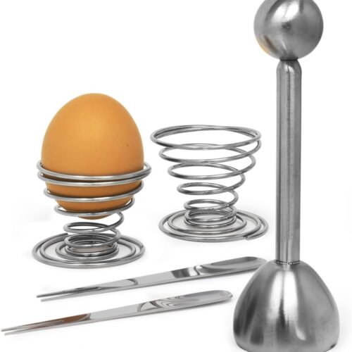 Roestvrijstalen Eierkoker en Snijderset voor Perfect Gekookte Eieren