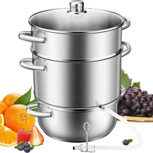 Roestvrijstalen Stoompers Voor Fruit En Groenten - Sapcentrifuge 9L - Met Deksel Van Gehard Glas - Geschikt Voor Inductiekookplaten