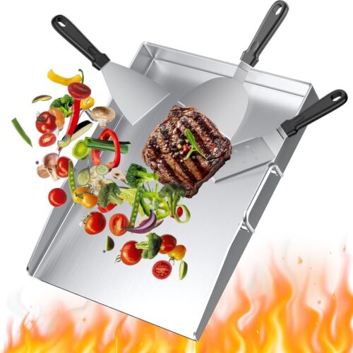 Roestvrijstalen grillplaat - 40 x 30 cm - hoogwaardig materiaal - veelzijdig