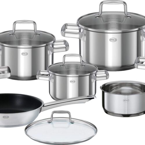 Rosle Pannenset Moments - Kookpannen + Deksels, Steelpan, Koekenpan, Braadpan - Inductie geschikt - 7 Delig