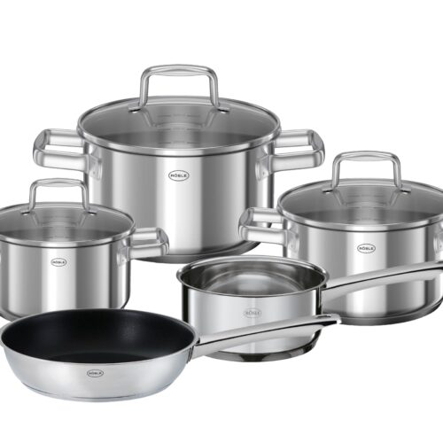 Rosle Pannenset Moments - Kookpannen + Deksels, Steelpan & Koekenpan - 5 Delig