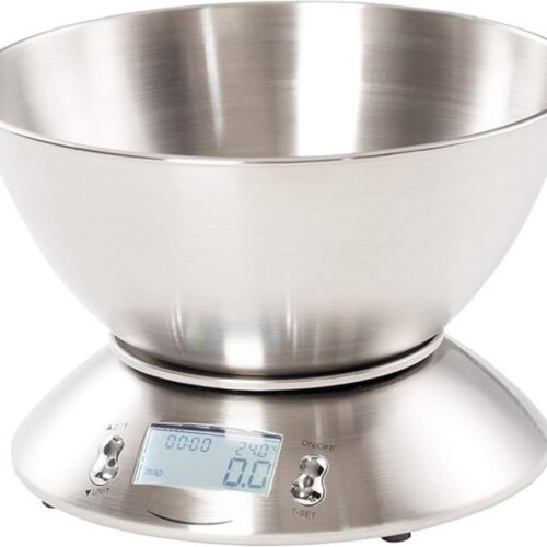 SCH® Keukenweegschaal digitaal met kom - Keukenweegschaal - Keukenweegschaal digitaal - Zilver - 20cm x 20cm x 9cm