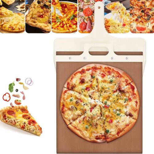 Schuifbare 53 x 30 cm pizzaschep - anti-aanbaklaag - houten handvat - perfecte overdracht - keukengerei Pizzaschep