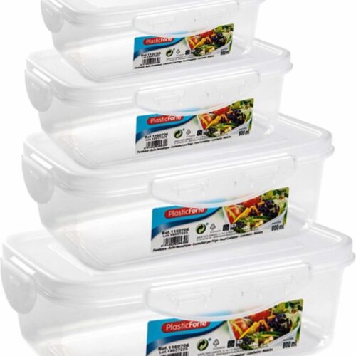 Set van 10x stuks diepvries vershoudbakjes met stevige deksel in 4x formaten 600/800/1000/2000 ml - Voedsel bewaarbakjes