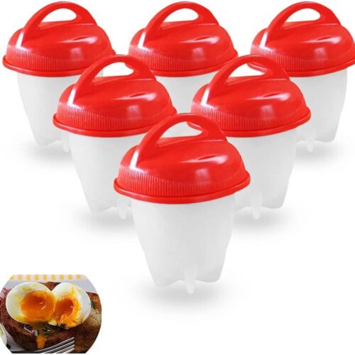 Siliconen eierkokers - Set van 6 stuks voor snel koken van eieren - Accessoires voor eierkokers - Eierkoker zonder schaal - Keukenhulp voor stropers