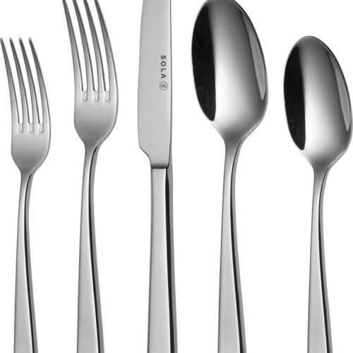 Sola Bestek Set Durban - 90 delig Bestekset 9 personen - Vaatwasserbestendig - Zilverwit Premium Edelstaal 18/10 - Zilver