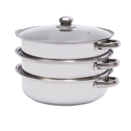 Stoompan - Stoommandje - 3-laags Stoompan - Roestvrijstaal - 26.8 CM