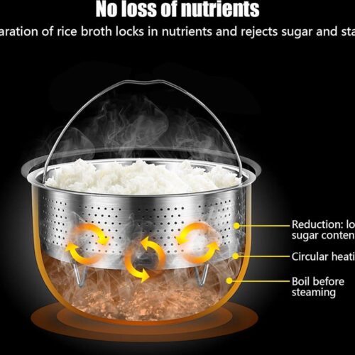 Stoompan-inzetstuk zeefinzetstuk voor pannen - roestvrij staal - stoominzet voor pan - poten - kookpannen - snelkookpan - stomen - groenten - vruchten - eieren - 175 cm