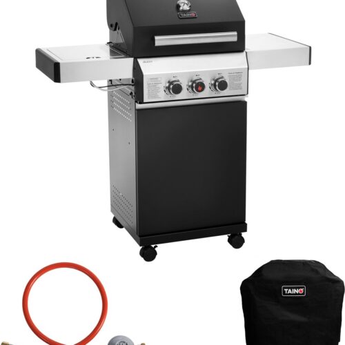 TAINO BLACK 2+1 gasbarbecue - in een praktische set met deksel en gasdrukregelaar