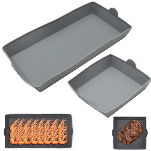 TRANKIELO® - Hoogwaardige Siliconen Taart- en Broodbakvorm Set - 2 Stuks Anti-Aanbak Bakplaten voor Oven en Friteuse - Ovenbestendig, Duurzaam en Gemakkelijk te Reinigen - Bakaccessoires (Grijs)