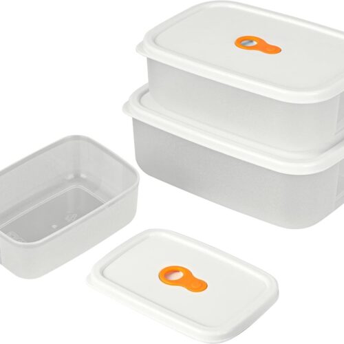 TRANKIELO® - Voedselcontainer Set van 3 - Herbruikbare Bewaarbakjes - Magnetronbestendig - Luchtdichte Deksel - Geschikt voor Diepvries