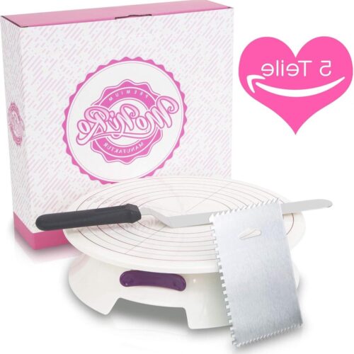 Taartplateau draaibaar met 30 cm draaiplateau en professionele fondant bakaccessoires set - roestvrij staal hoekpalet - taartplateau voor het bakken van taarten - draaibaar