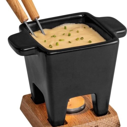 Tapas Fondue Nero - Kaasfondue set - 200 ml - Zwarte kaas fondue pot fondue set
