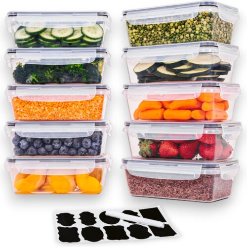 TidyHome® Vershoudbakjes 1 Liter - Set van 10 Stuks - Meal Prep Bakjes - Geschikt Voor Magnetron, Vriezer en Vaatwasser - Koelkast Bakjes - Opbergbak - Bewaarbakjes - Luchtdicht- Transparant - BPA-Vrij