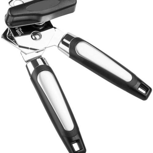 Tovbmup Blikopener - Veilig - Metaal van voedingskwaliteit - Gladde rand - Handmatige blikopener - Dekselopener - Antislip handvat - Ergonomische knop - Geschikt voor ouderen - Zwart