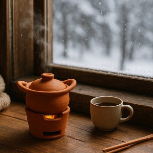Traditionele Thaise klei vuurpot klein - Ongeglazuurde in Thailand handgemaakte Hot Pot eenpersoons