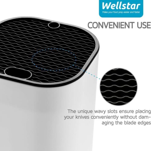 Universeel messenblok - keuken messenhouder - veilige ruimtebesparing - groot volume - stabiele messenopslag - met schaar en slijpstangsleuf - afneembaar - eenvoudige reiniging - wit