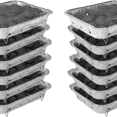 Wegwerp Barbecue met Houtskool - 12 Stuks - Instant BBQ voor Camping, Balkon, Picknick of Festival - Inclusief Rooster - Houtskool BBQ - BBQ Kopen