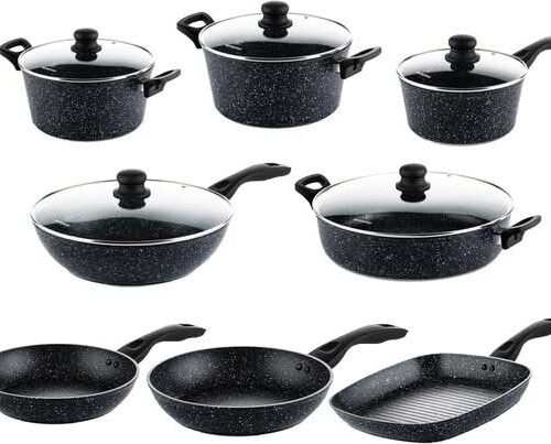 Westinghouse Pannenset Black Marble - inductie en alle andere warmtebronnen - 8 Delig