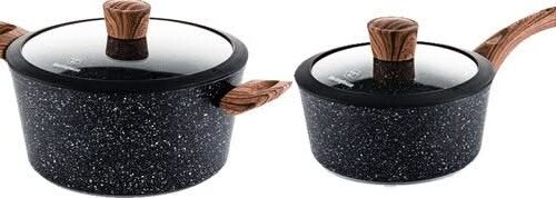 Westinghouse Pannenset Marble Wood - Braadpan ø 24 cm & steelpan ø 18 cm - inductie en alle andere warmtebronnen - 2 Delig