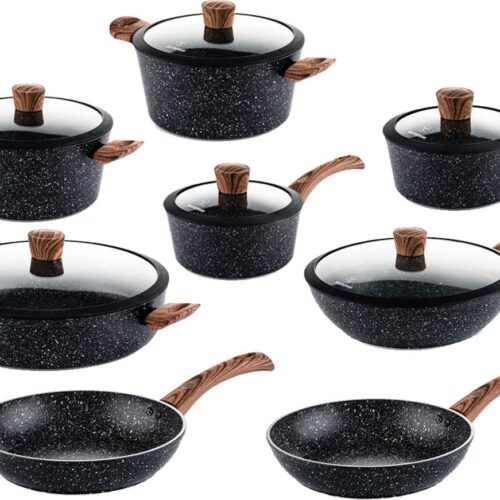 Westinghouse Pannenset Marble Wood - complete pannenset - inductie en alle andere warmtebronnen - 8 Delig