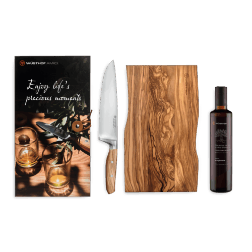 Wusthof Cadeauset Amici - Koksmes, Snijplank & Olijfolie