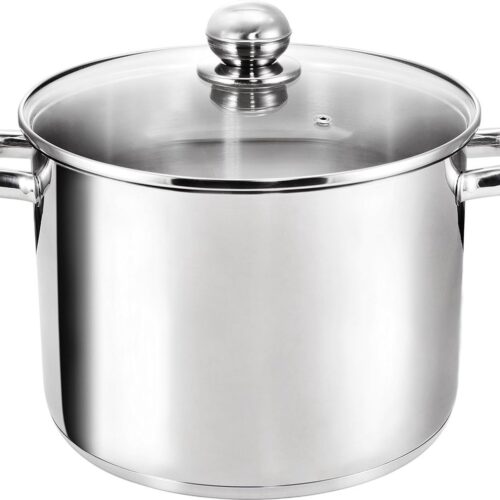 XXL inductie steelpan 24 cm met glazen deksel - 9 liter roestvrij staal